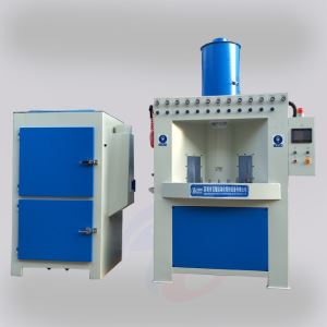 Continuous automatic turntable sandblasting machine